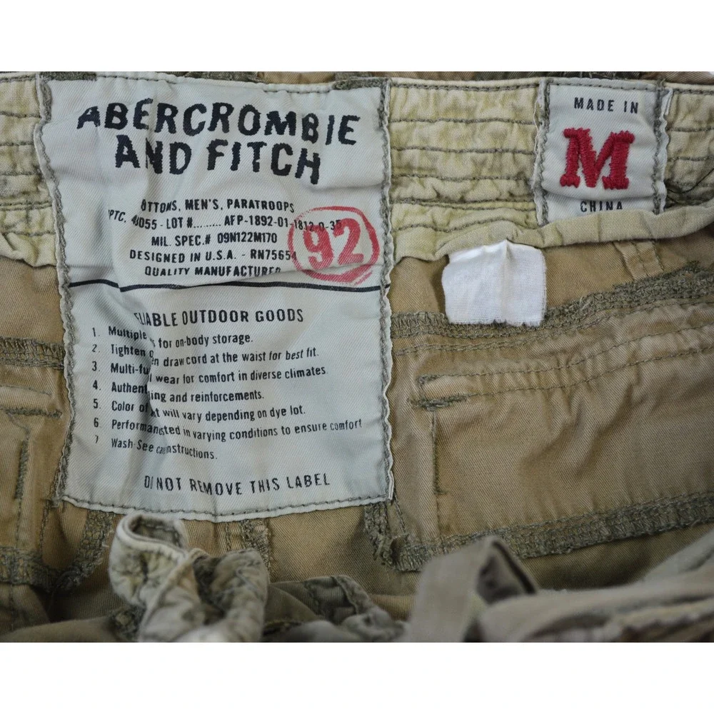 Abercrombie & Fitch Mens Camo Cargo Shorts Paratroops Cotton Green Brown Size M
